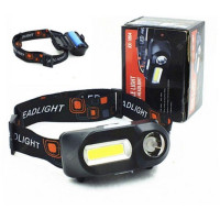 Акумуляторний налобний ліхтар 1804-XPE+COB з COB і XPE світлодіодами, вологозахистом, 3 режими