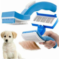 Самоочищающаяся щетка для вычесывания животных Pet Zoom с триммером массажная PetZoom шерсти Пет Зум