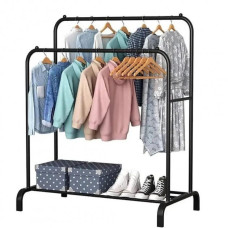 Подвійна стійка вішалка Double Floor Hanger 110х54 см для одягу і полицею для взуття, підлогова стійка-вішалка зі штангою