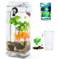 Самоочищающийся аквариум My Fun Fish 2 л с LED подсветкой 12x12x25 см, Квадратный, маленький акриловый