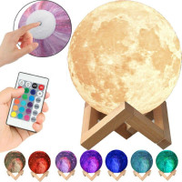 Настільний великий світильник UFT Magic 3D Moon Light Lamp 15 см, акумуляторна лампа місяць, нічник місяць RGB