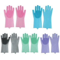 Рукавички губка з ворсинками для миття посуду, універсальні Kitchen Gloves, силіконові рукавички з щіткою для тварин, рукавички