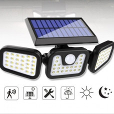 Вуличний потрійний ліхтар Split Solar Wall Lamp FL - 1725А на сонячній батареї з датчиком руху, Настінний акумуляторний