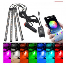 Автомобільна світлодіодна RGB Led підсвічування RL-415 з мікрофоном від прикурювача для салону авто, водонепроникна Bluetooth