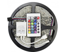 Комплект Світлодіодна LED стрічка 3528 RGB всі кольори 12V кольорова 5м пульт блок, різнобарвна в силіконі SMD2835 багатобарвна