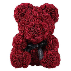 Маленький ведмедик з штучних 3D троянд Teddy Bear de Luxe 25 см Burgundy, бордовий ведмідь Тедді