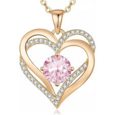 Ожерелье женское с кулоном и розовым цирконием Heart Love золотое