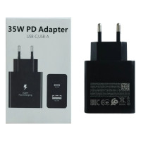 Мережевий адаптер для швидкого заряджання 35W з виходами USB-C та USB-A, підтримка Power Delivery, чорний