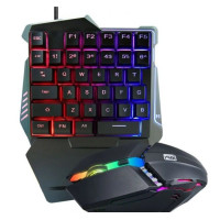 Игровой набор One-Hand 198I G506 с одноручной клавиатурой и проводной USB мышью, черный