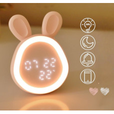 Дитячий LED-годинник «Зайчик» із підсвіткою, будильником, сенсорним керуванням і USB-зарядкою