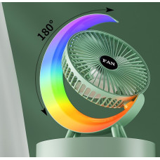 Настільний вентилятор з RGB-підсвіткою, 3 швидкості, поворот 180°, живлення від USB