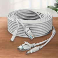 Готовий комбінований кабель RJ45 з DC завдовжки 10 метрів, мідний, призначений для систем відеоспостереження з