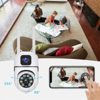 Поворотная уличная IP-камера Dual Lens E10 8MP 4K с ночной цветной подсветкой