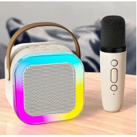 Мини-детское караоке K12 с беспроводным микрофоном и динамиком, Bluetooth колонка с LED-подсветкой