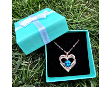 Ожерелье женское с голубым циркониевым камнем Heart Love золотое