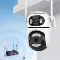 Уличная WiFi IP-камера Q2 PTZ двойная с двумя объективами 8МП, онлайн видеонаблюдение
