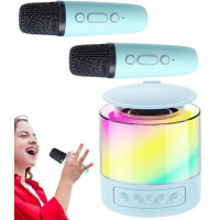 Портативна колонка K19 Bluetooth з LED-підсвіткою і 2 мікрофонами, караоке