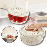 Ковшик-дуршлаг MF-67 для мытья ягод и фруктов с раскладными ручками и ситечком, белый