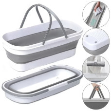 Складане відро для прибирання та прання Barrel LY-630, силіконове відро з ручками 15 л сіро-біле