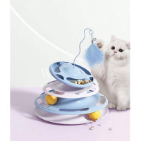 Интерактивный игровой трек для кошек с 4 уровнями, мячиками и пером на пружинке для активной игры
