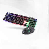 Игровая клавиатура K518 с RGB подсветкой, металлической панелью и эргономичным дизайном для ПК и ноутбуков, черная