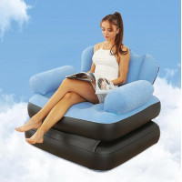Надувной диван-трансформер Bestway 67356 с электронасосом 220V Multi-Max Air Couch, 152×188×64 см, голубой, 5 вариантов трансформа