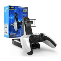 Зарядная док-станция подставка для 5, двойная зарядка для двух геймпадов DualSense с USB подключением