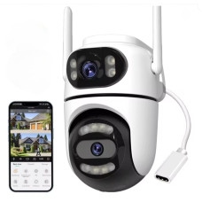 Уличная Wi-Fi PTZ камера видеонаблюдения 360° Q2 Dual Lens AND Q2 с двойным объективом, ночным видением