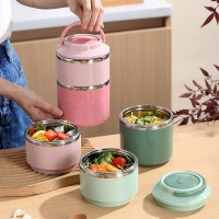 Ланч-бокс LY-1032 2-ярусный пищевой контейнер 1060 мл из нержавеющей стали 304 с изоляцией и ручкой