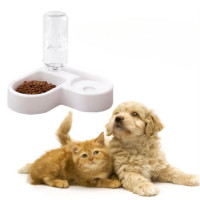 Двойная миска с автопоилкой для кошек и собак AND LY-622  кормушка и поилка 2 в 1 на подставке, угловая, 450 мл