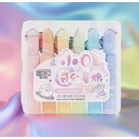 Акварельные маркеры акриловые односторонние с блестками, набор 6 цветов  AND NO983-1