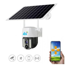 Автономна 4G камера відеоспостереження V380 PRO VC3 із сонячною панеллю й акумулятором 18650, 4 МП, поворотна, біла