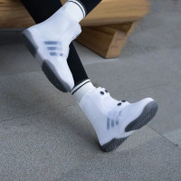 Бахилы силиконовые водонепроницаемые многоразовые для обуви 43-45, высокие чехлы от дождя и грязи AND141