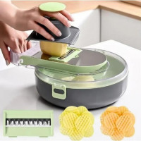 Багатофункціональна овочерізка Vegetable Cutter C351 з контейнером і вбудованими регульованими лезами — тертка для нарізання овочі