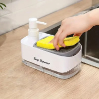 Дозатор для моющего средства с подставкой для губки 2 в 1, 33371, белый / Диспенсер с органайзером для губки 400+380 мл