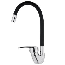 Кухонний змішувач Rubineta Flexy 33 BK з гнучким виливом, латунь, хром, аератор Neoperl, чорний