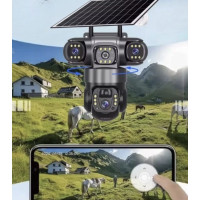 Полностью автономная 4G камера видеонаблюдения V380Pro с двумя объективами, солнечной панелью и аккумулятором