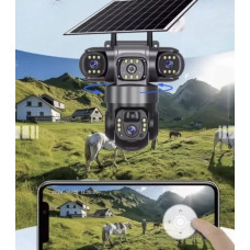 Полностью автономная 4G камера видеонаблюдения V380Pro с двумя объективами, солнечной панелью и аккумулятором