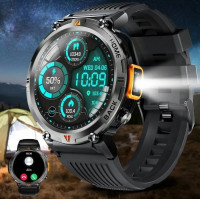 Смарт годинник S100 чоловічого стилю LIGE ударостійкий outdoor smartwatch з ліхтариком, Bluetooth дзвінками, пульсометром