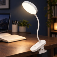 Акумуляторна настільна LED-лампа на прищіпці 20 LED, 900 мА·год із USB