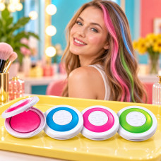 Кольорова крейда для волосся Hot Huez 4 кольори з пудрою та спонжами багаторазова