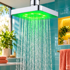 Душова лійка Shower Head LED квадратна 150 мм з 7 кольорами підсвічування