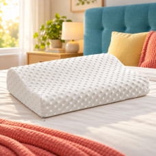 Подушка ортопедична Memory Latex Pillow 46 × 27 см з підтримкою шиї та голови пористий латекс